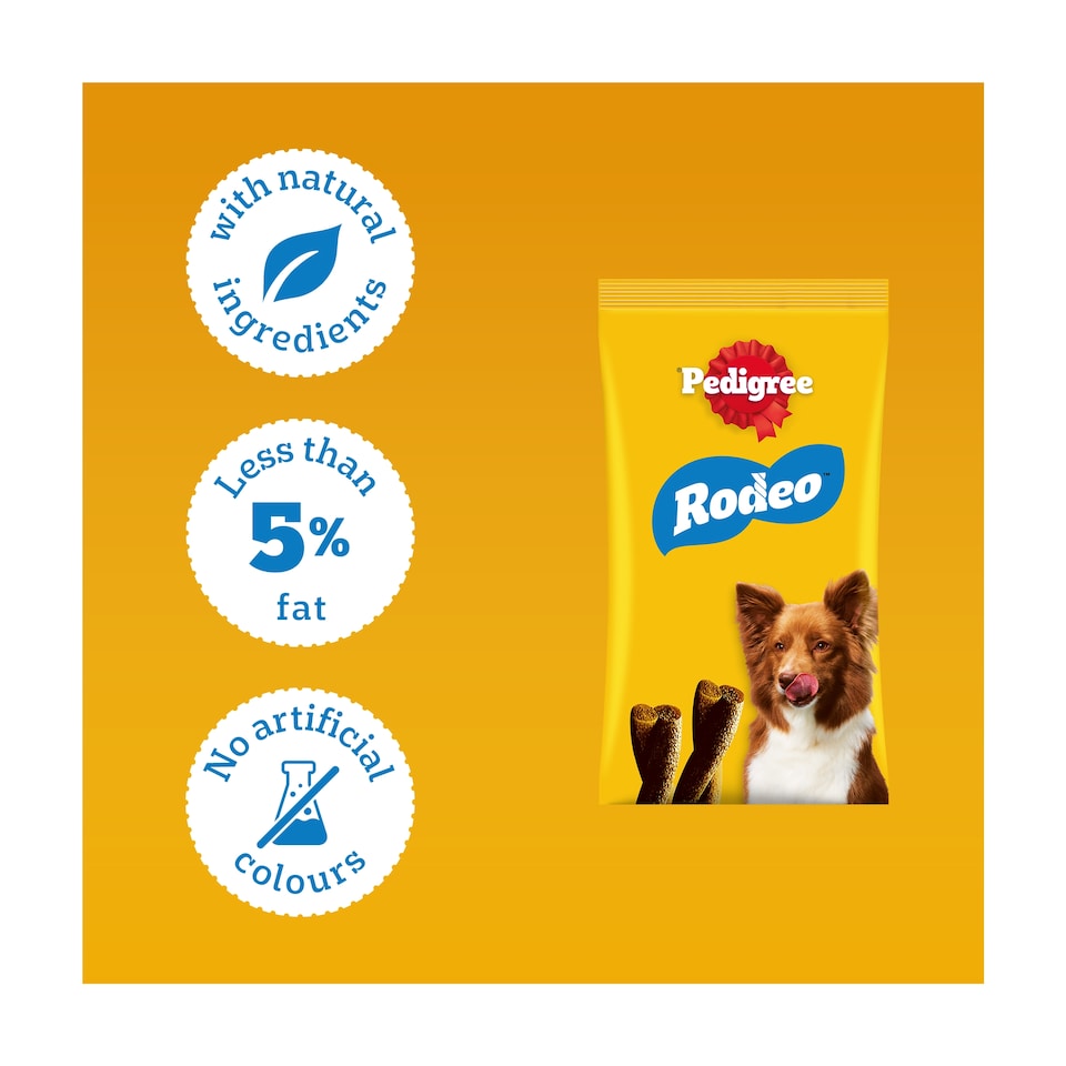 image 1 of Pedigree Rodeo Adult Dog Treats Beef 7 Sticks 123g