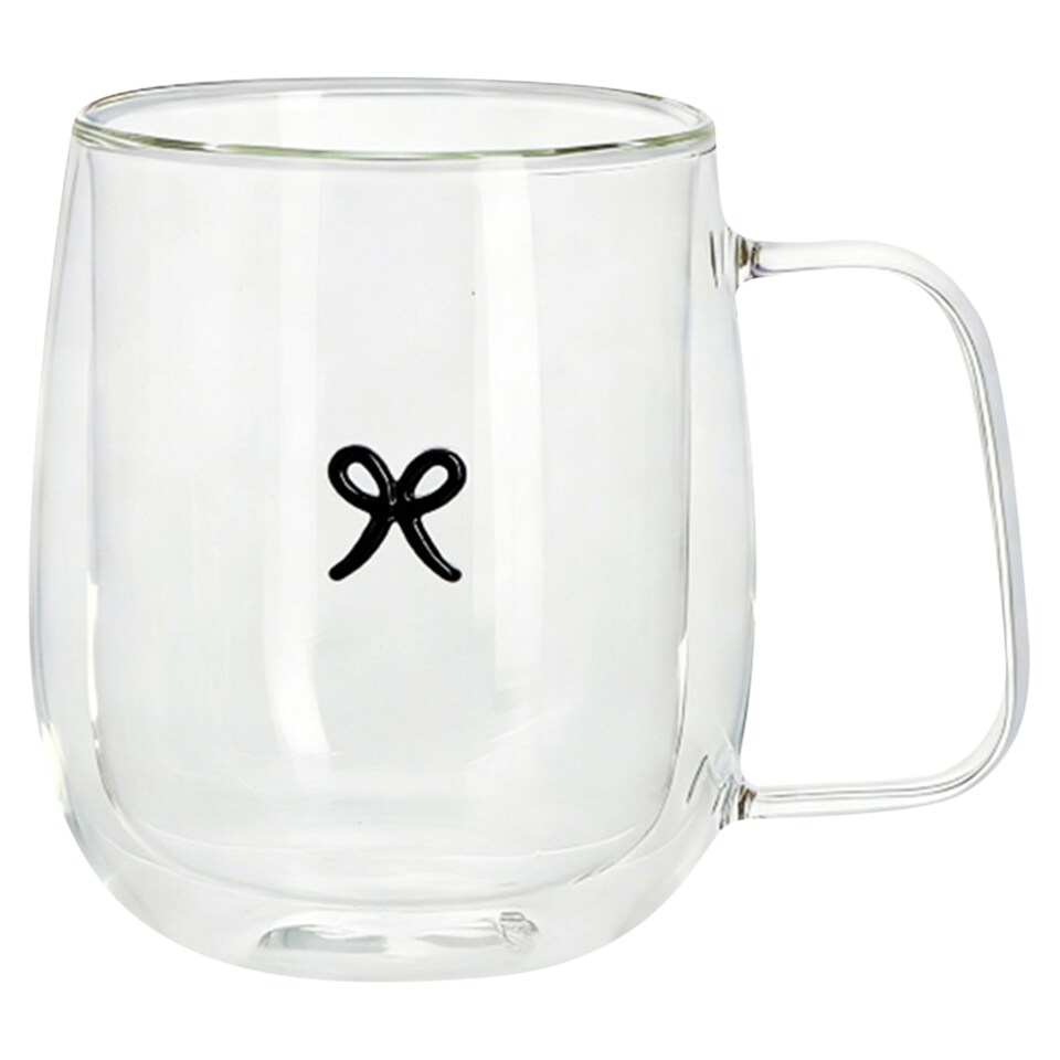 F&F Home Double Walled Glass Bow Mug 250ml