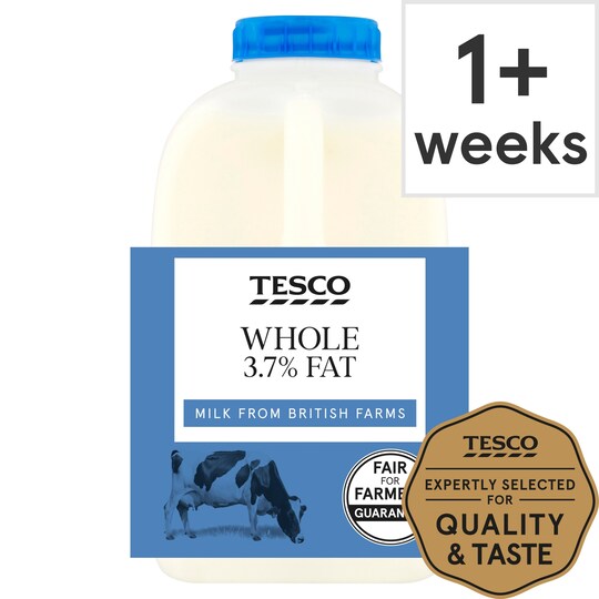Tesco Whole Milk 568Ml/1 Pint Tesco Groceries