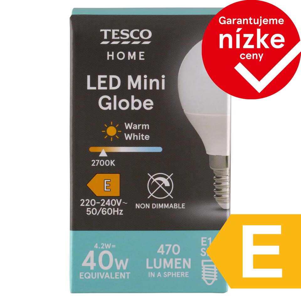 obrázok 1 z Tesco Home LED žiarovka 4,2W E14 teplé biele svetlo 1 ks