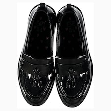 F&F School Girls Patent Tassel Loafers in Black
