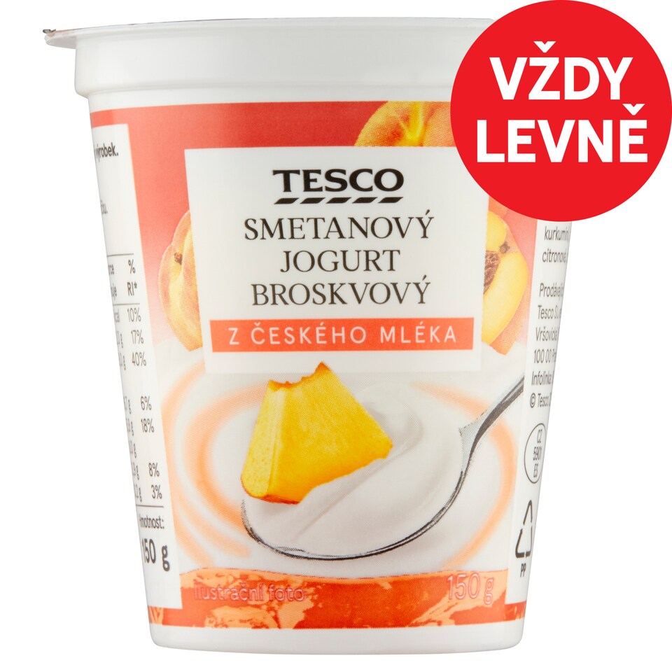 Tesco Smetanový jogurt broskvový 150g