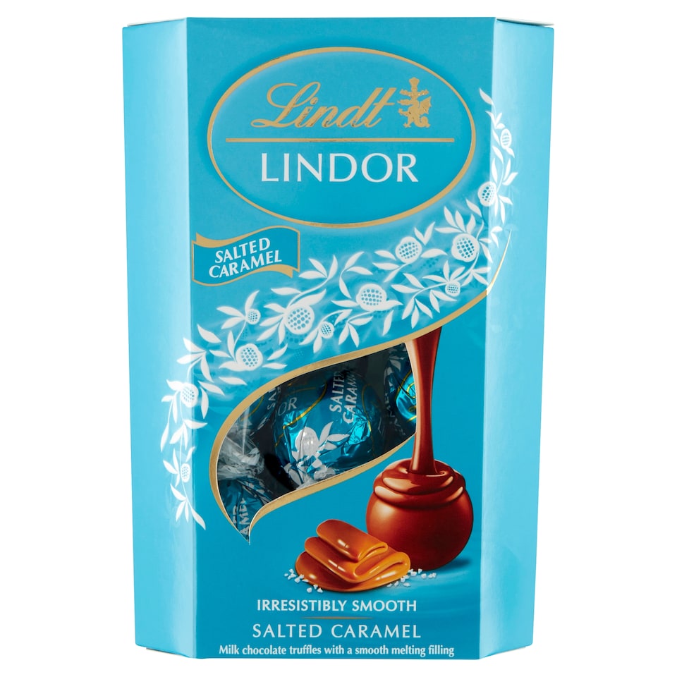 Lindt Lindor Milk Chocolate with Salt Crystals and Fine Caramel Filling 200 g