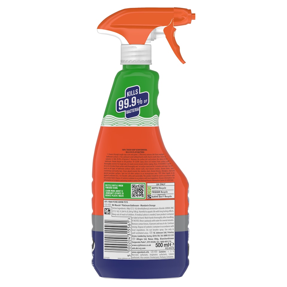 image 1 of Mr Muscle Platinum Bathroom Cleaning Spray 500ml 