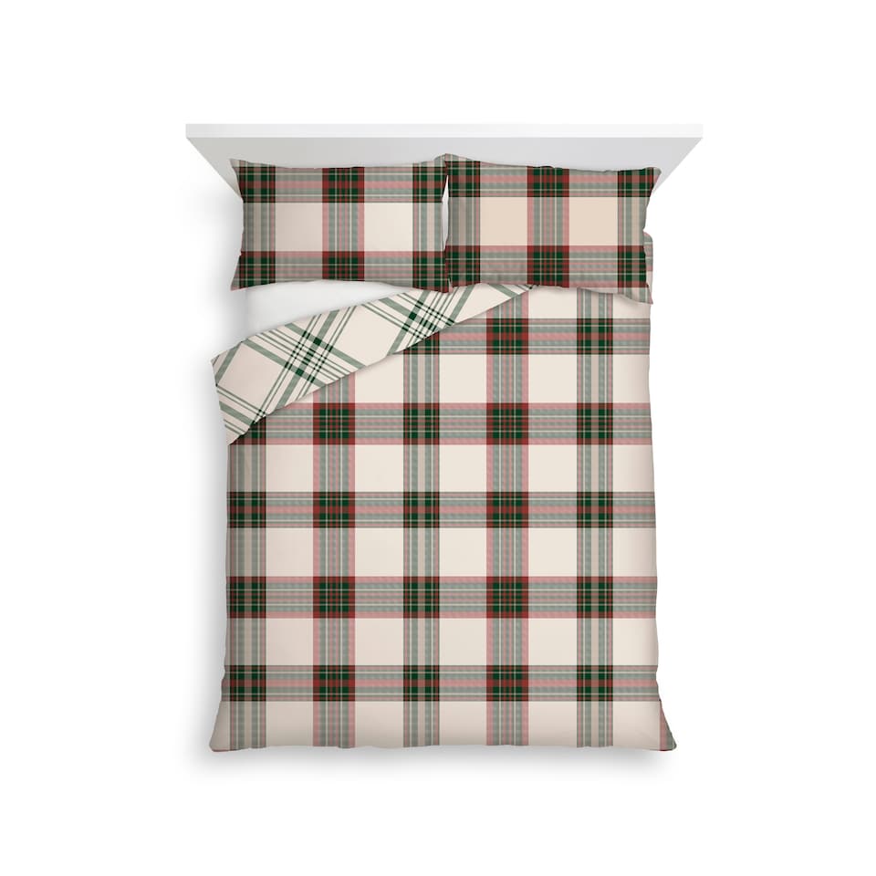 F&F Home Red tartan brushed cotton duvet set double