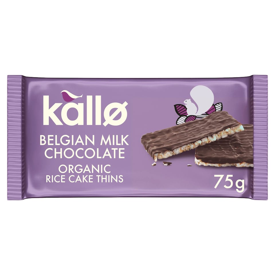 Kallo Organic Belgian Milk Chocolate Rice Cake Thins 75g