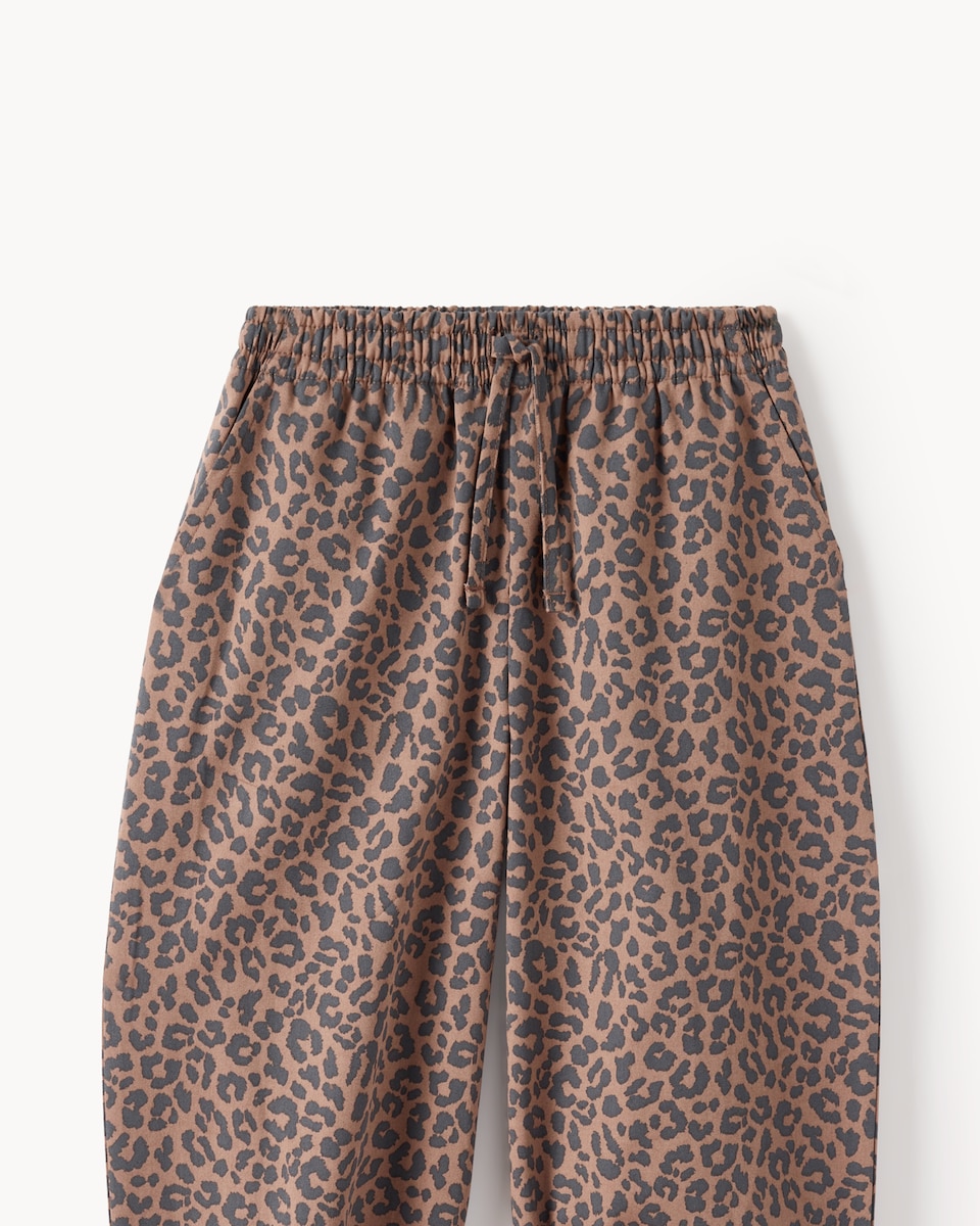 image 1 of F&F Girls Pure Cotton Leopard Print Balloon Leg Trousers in Multi Brown
