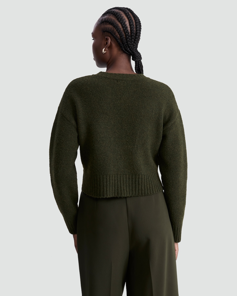 image 1 of F&F Crew Neck Cropped Jumper in Khaki