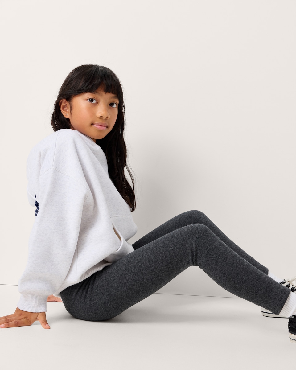 image 1 of F&F Girls Fleece Lined Leggings in Grey