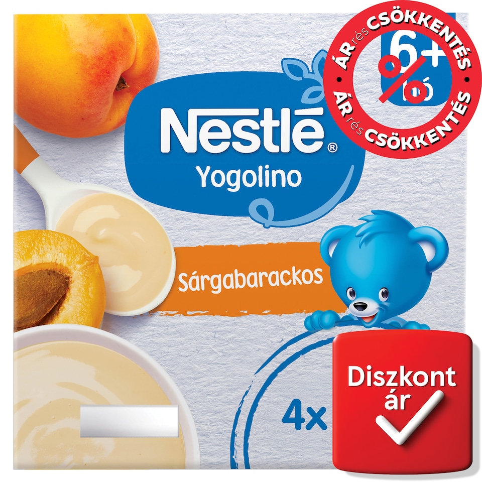 Nestlé Yogolino tejalapú sárgabarackos bébidesszert 6+ hó 4 x 100 g (400 g)  1. kép