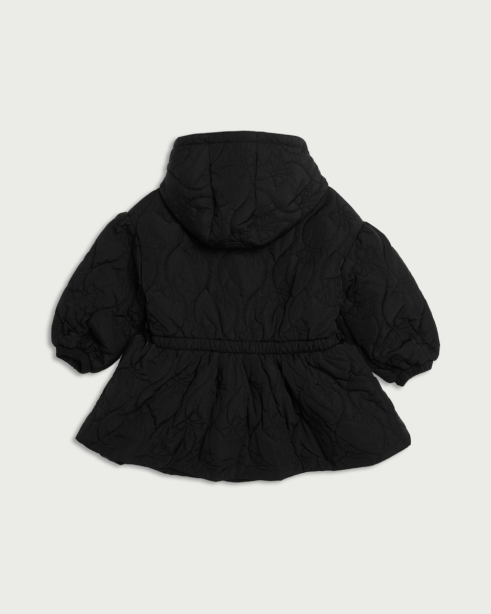 image 1 of F&F Girls Quilted Shower Resistant Coat in Black