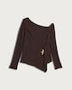image 4 of F&F Textured Gold Buckle Asymmetric Hem Top in Chocolate