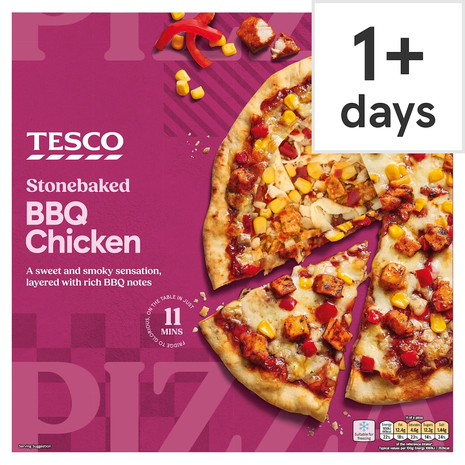 image 1 of Tesco Stonebaked BBQ Chicken Pizza 360g