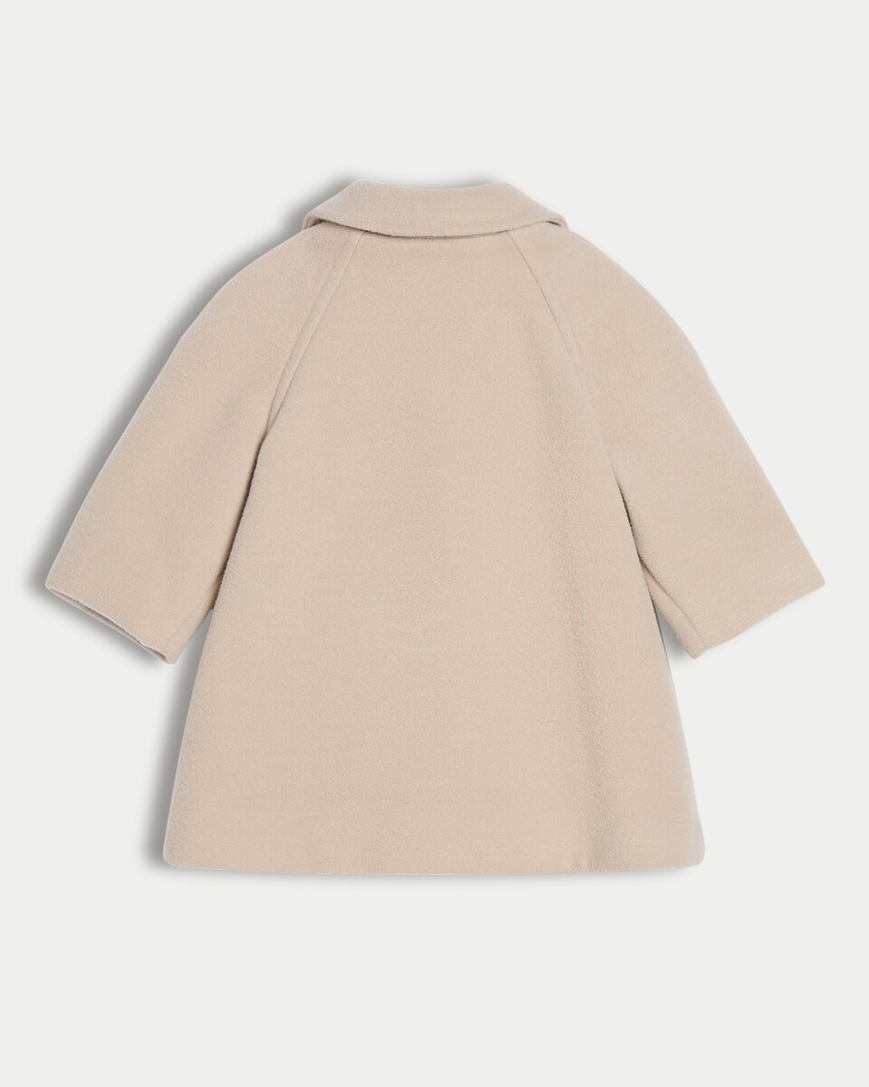 image 1 of F&F Baby Bow Pocket Collared Coat in Stone