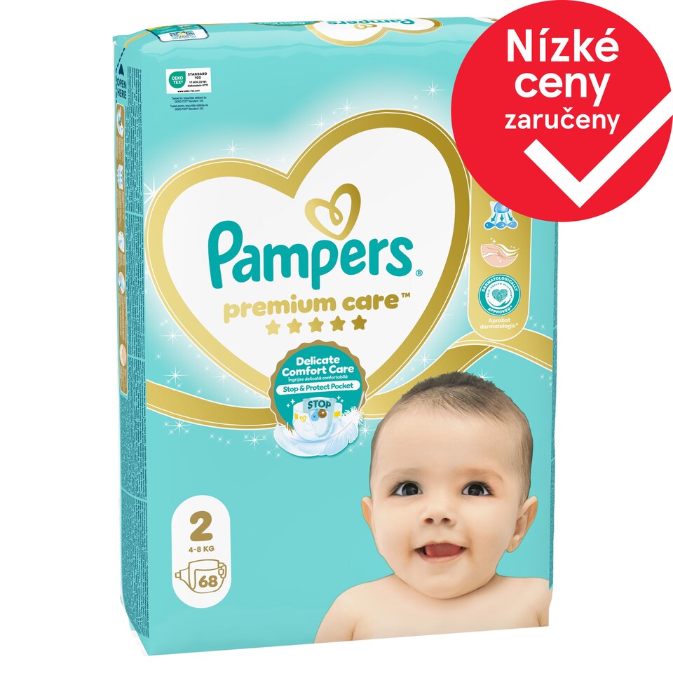 Obrázek 1 pro produkt Pampers Premium Care Velikost 2, 68 Dětské Plenky, 4kg-8kg