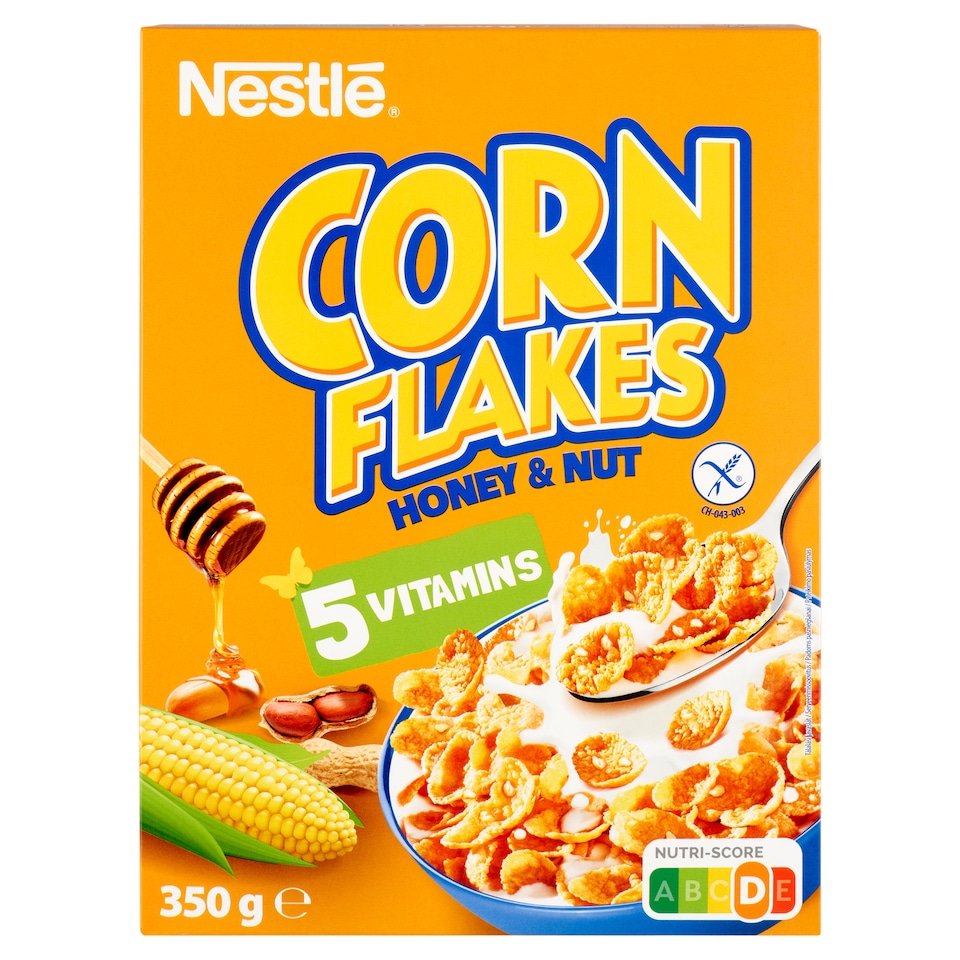 Nestlé Corn Flakes gluténmentes ropogós kukoricapehely mézzel, földimogyoróval és vitaminokkal 350 g  1. kép