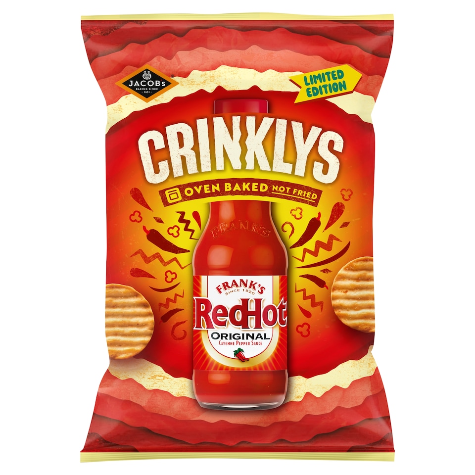Jacob's Crinklys Franks Red Hot Original Baked Snacks Sharebag 150g