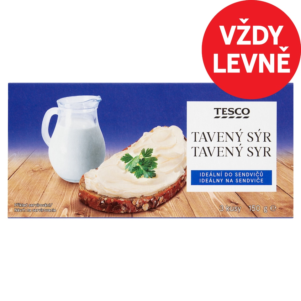 Tesco Tavený sýr 3 ks 150g