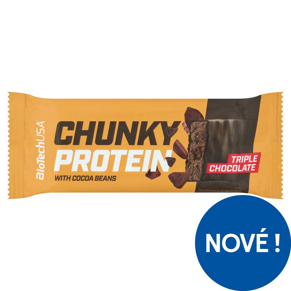 Obrázek 1 pro produkt BioTechUSA Chunky Protein čokoládová proteinová tyčinka s polevou s kakaovými boby 50g