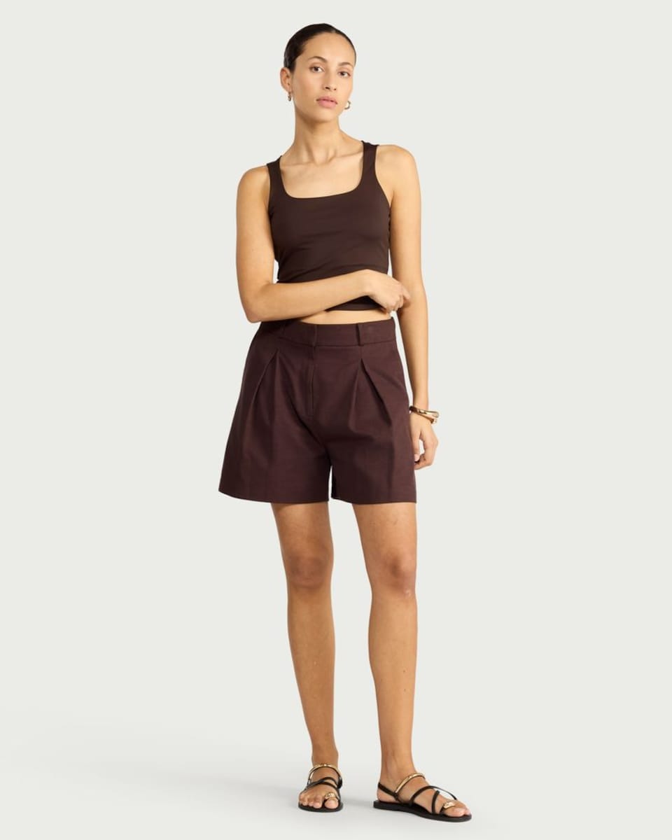 image 1 of F&F Polyamide Scoop Neck Vest in Chocolate
