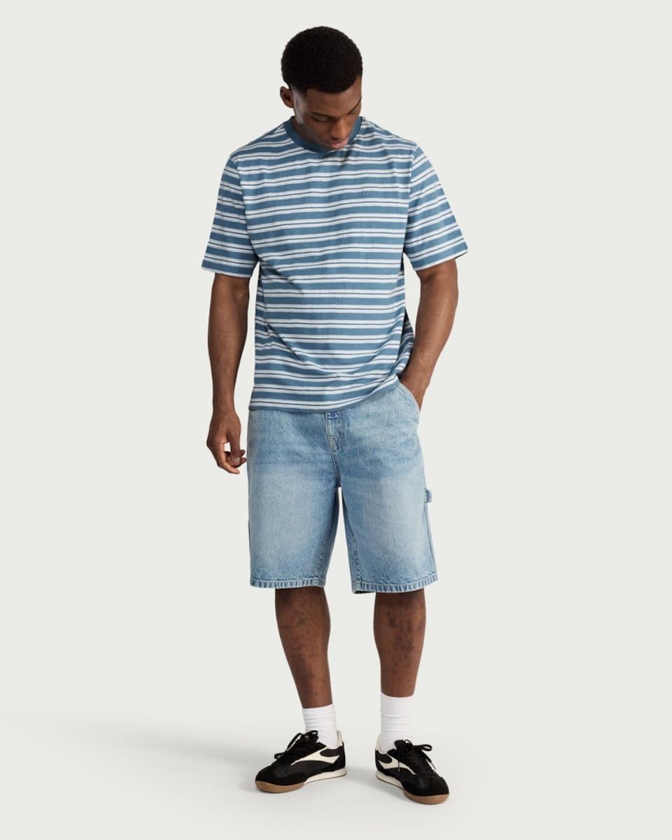 image 1 of RDA Pure Cotton Striped T-Shirt in Blue