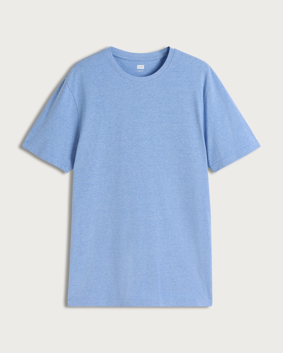 F&F Cotton Rich Crew Neck Slim Fit T-Shirt in Blue