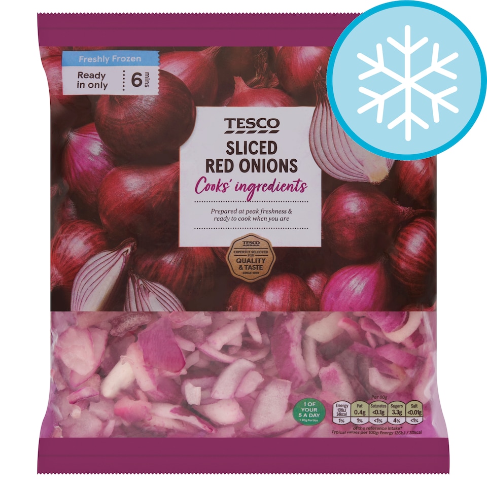 Tesco Frozen Sliced Red Onions 500G