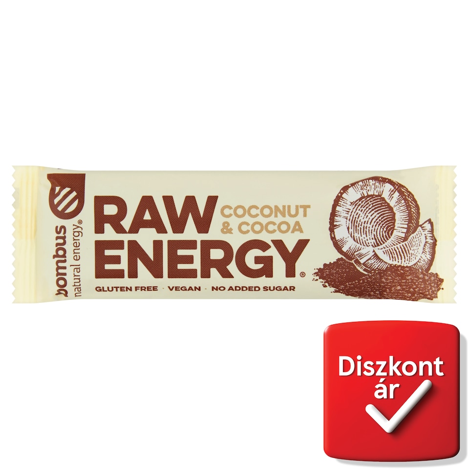 bombus Raw Energy Coconut & Cocoa gyümölcs szelet 50 g  1. kép