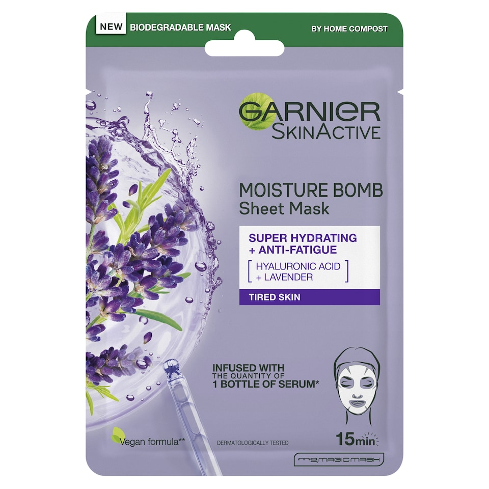 image 1 of Garnier Moisture Bomb Hydrating Face Mask Lavender