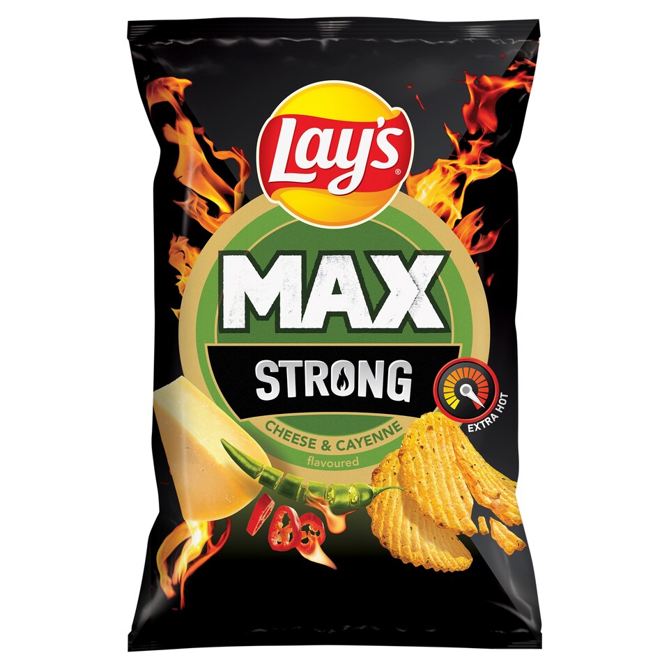 Lay's Max Strong smažené bramborové lupínky s příchutí sýra a pikantních papriček 55g