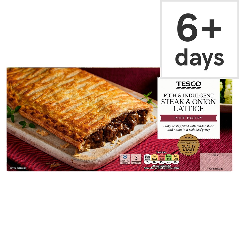 Tesco Steak & Onion Lattice Bar 500G
