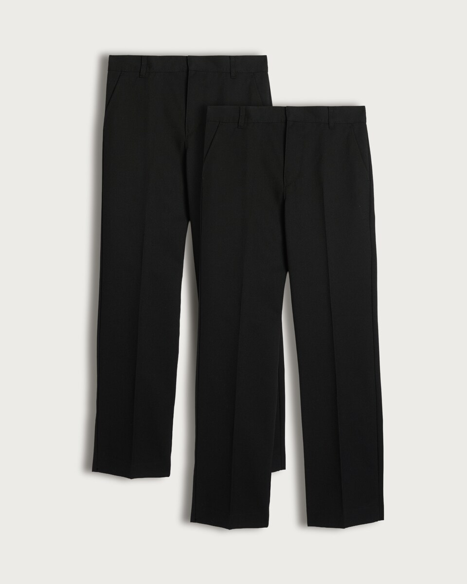 image 1 of F&F School Boys 2-Pack Regular Fit Longer Length Trousers in Black