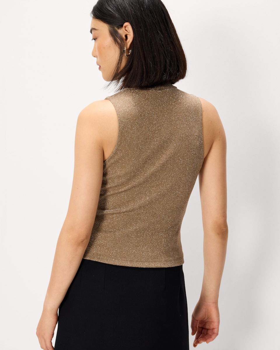 image 1 of F&F Glitter High Neck Vest in Neutral