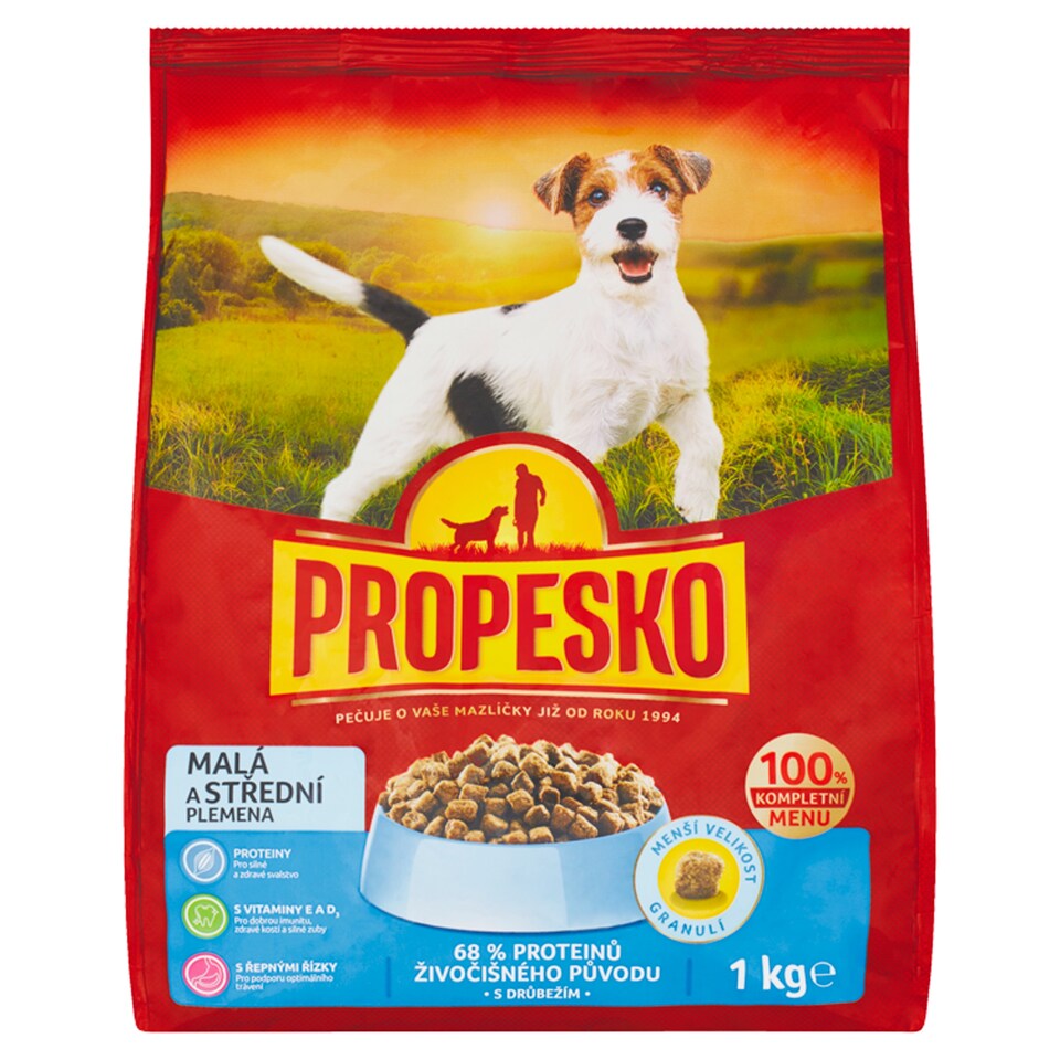 Propesko Kompletné krmivo pre dospelých psov malých a stredných plemien s hydinou 1 kg