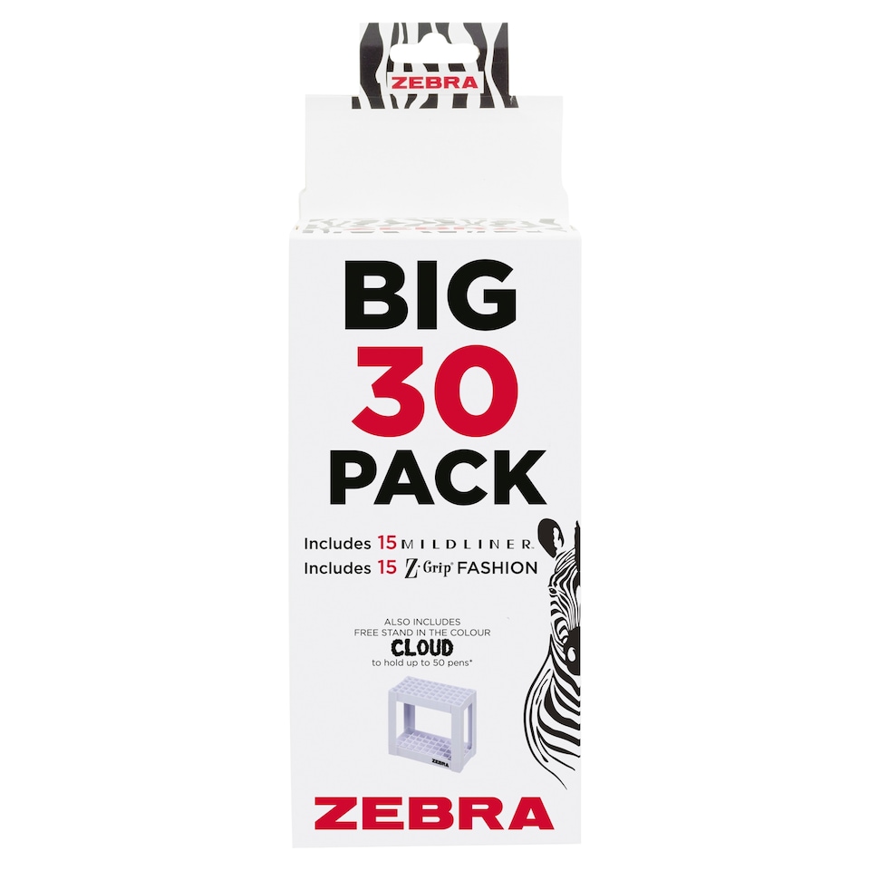 Zebra 30 Pens Stationery Set With Pen Holder