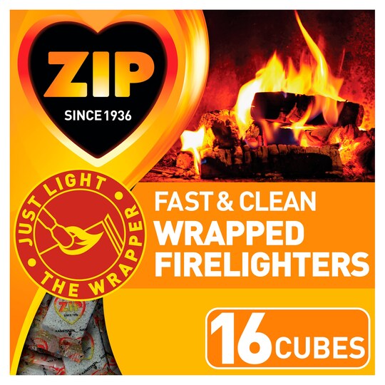 Zip 16 Fast & Clean Wrapped Firelighters Tesco Groceries