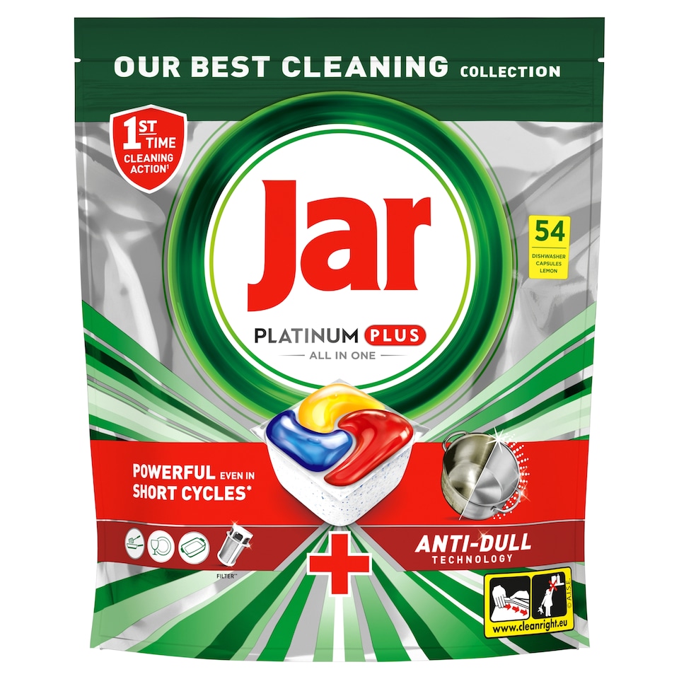 Jar Platinum Plus All In One Kapsle Do Automatické Myčky Nádobí Lemon, 54 ks