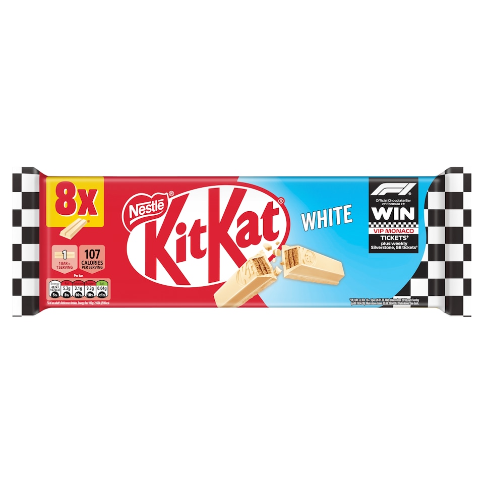 image 1 of KitKat 2 Finger White Biscuit Bars 8 Pack Multipack 165.6g