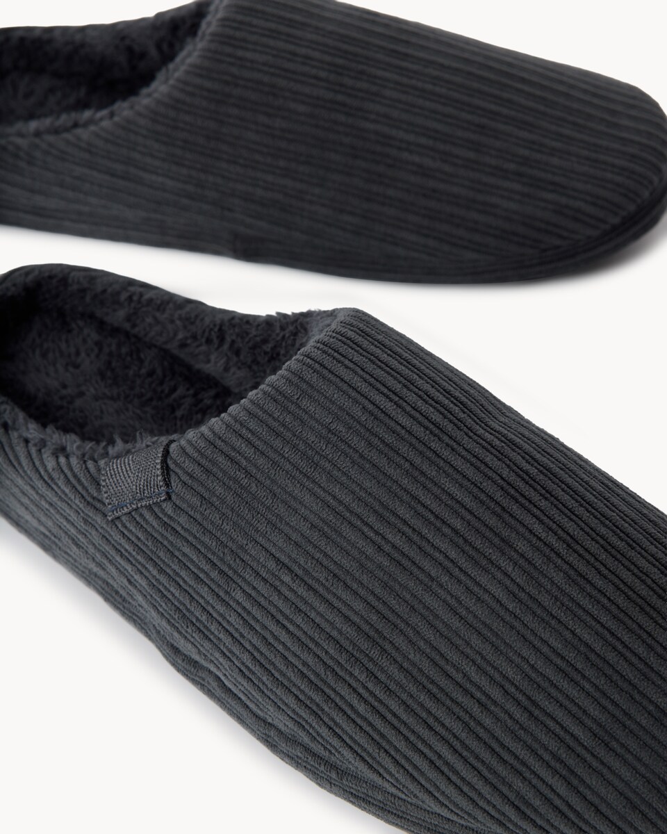image 1 of F&F Corduroy Mule Slippers in Grey