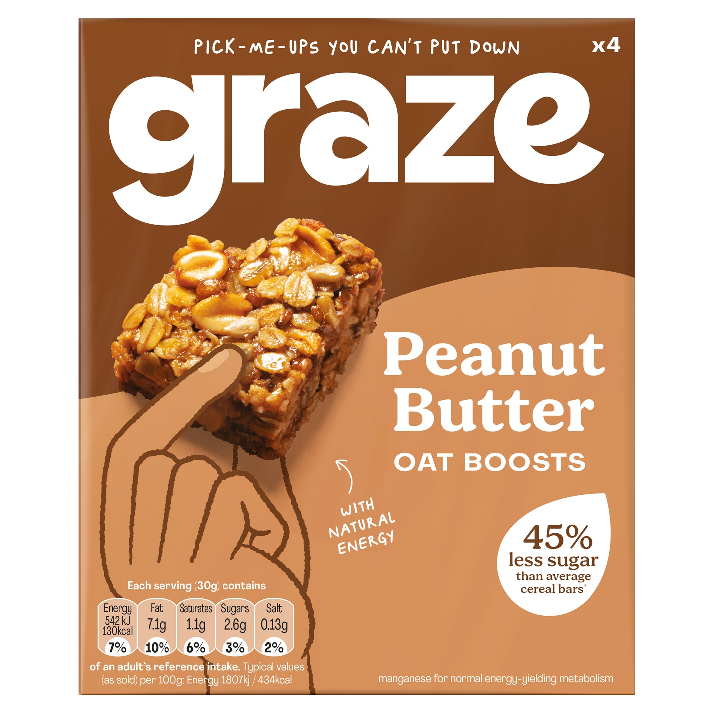 Graze Peanut Butter Oat Boosts Flapjack Snack 4x30G
