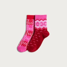 F&F 2-Pack Fair Isle Pattern Socks in Red