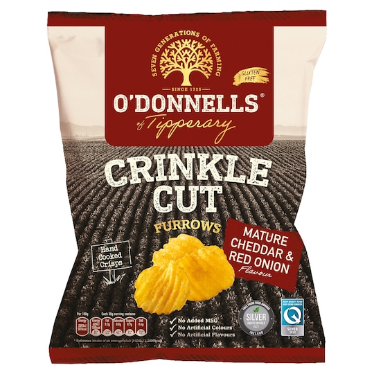 Odonnells Crinkle Cut Mature Cheese Red Onion 125G