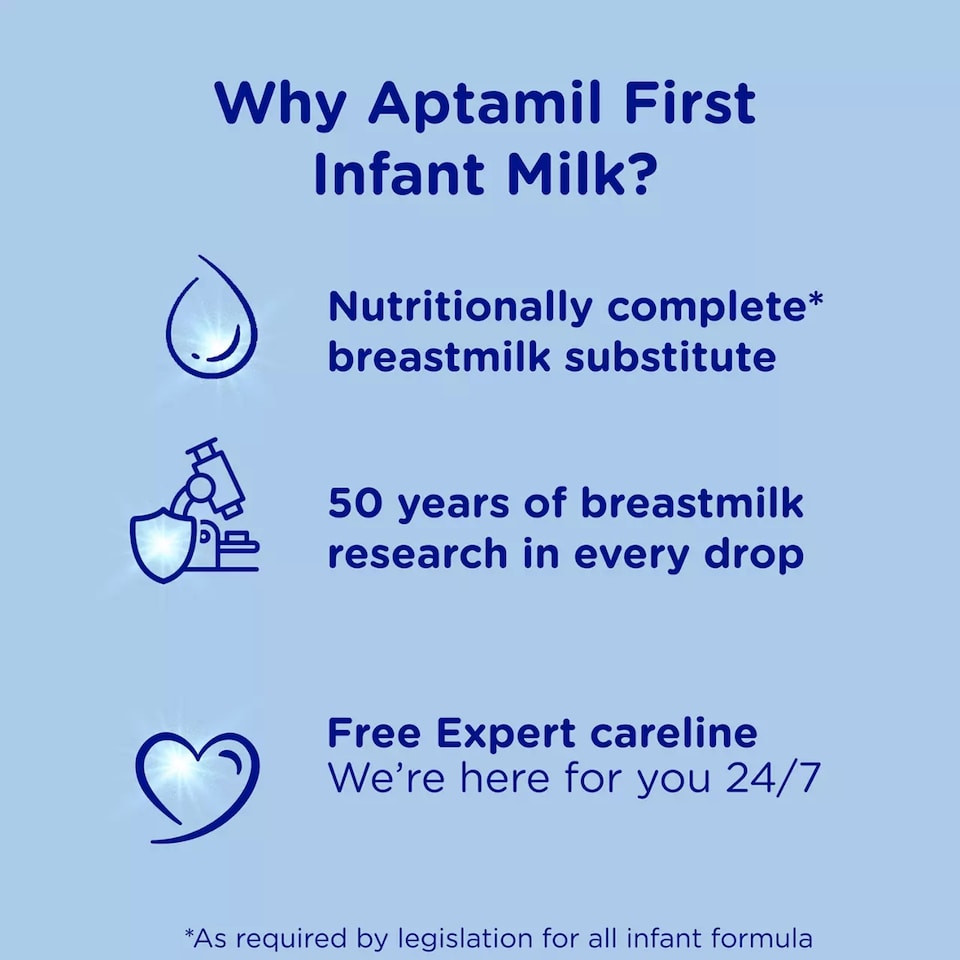 image 1 of Aptamil 1 First Infant Baby Milk Formula Liquid Multipack Ready to Feed from Birth 6x200ml