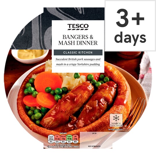 Tesco Bangers & Mash In Yorkshire Pudding 440G Tesco Groceries