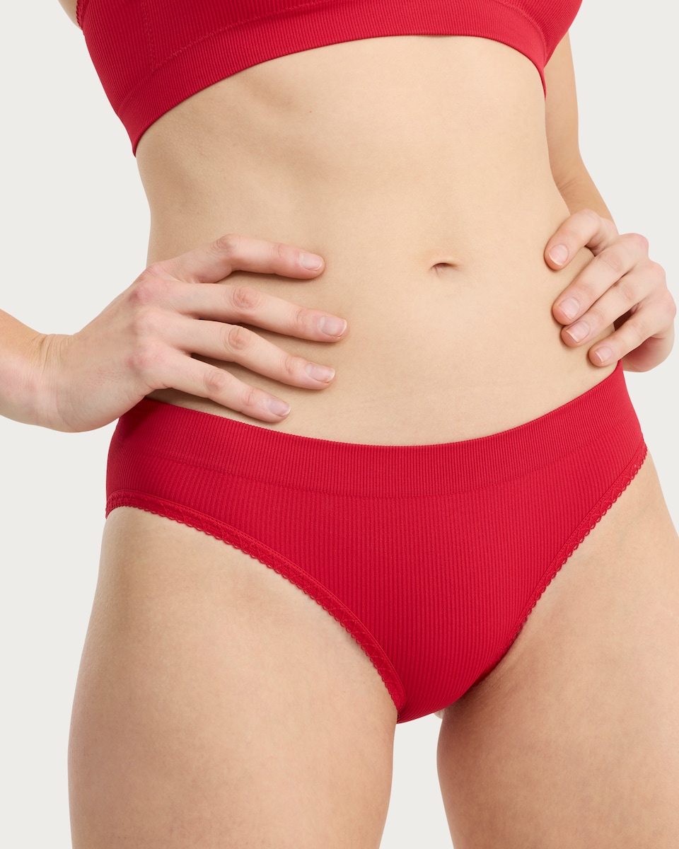 image 1 of F&F 2-Pack Ribbed Heart Print High Leg Brief Knickers in Multi