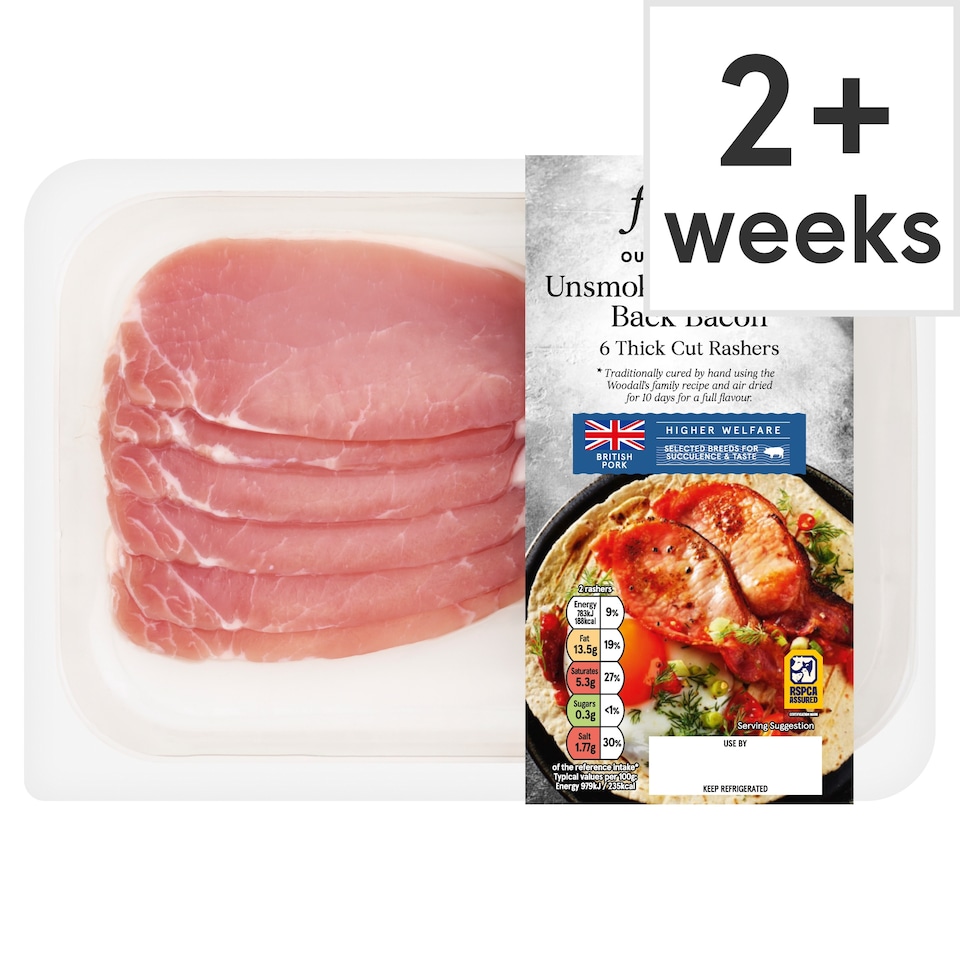 Tesco Finest Unsmoked 6 Dry Cure Thick Cut Bacon 240G