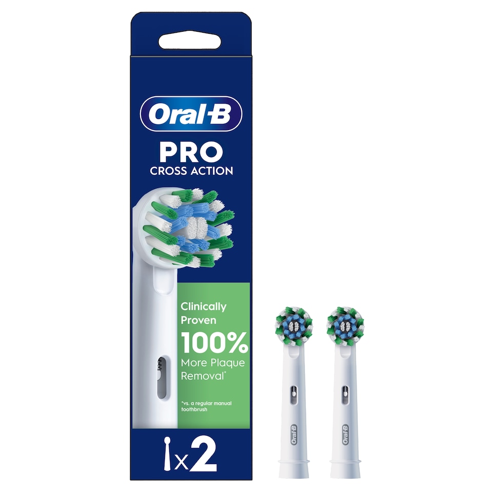 image 1 of Oral-B Pro Cross Action Electric Toothbrush Replacement Heads 2 Pack