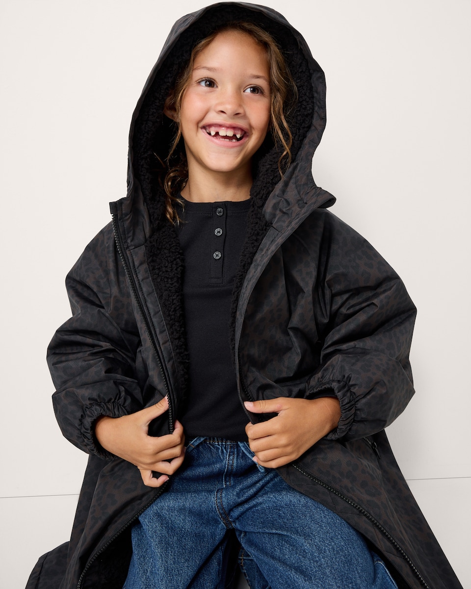 image 1 of F&F Active Girls EVERYWEATHER Waterproof All Weather Robe in Multi Brown