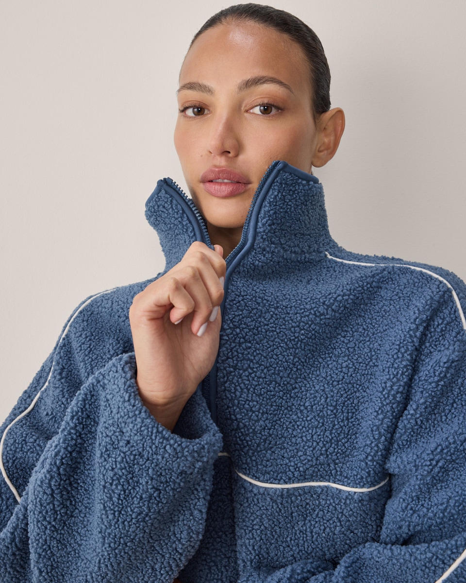image 1 of F&F Active OUTDOOR Fleece Half Zip Jacket in Blue