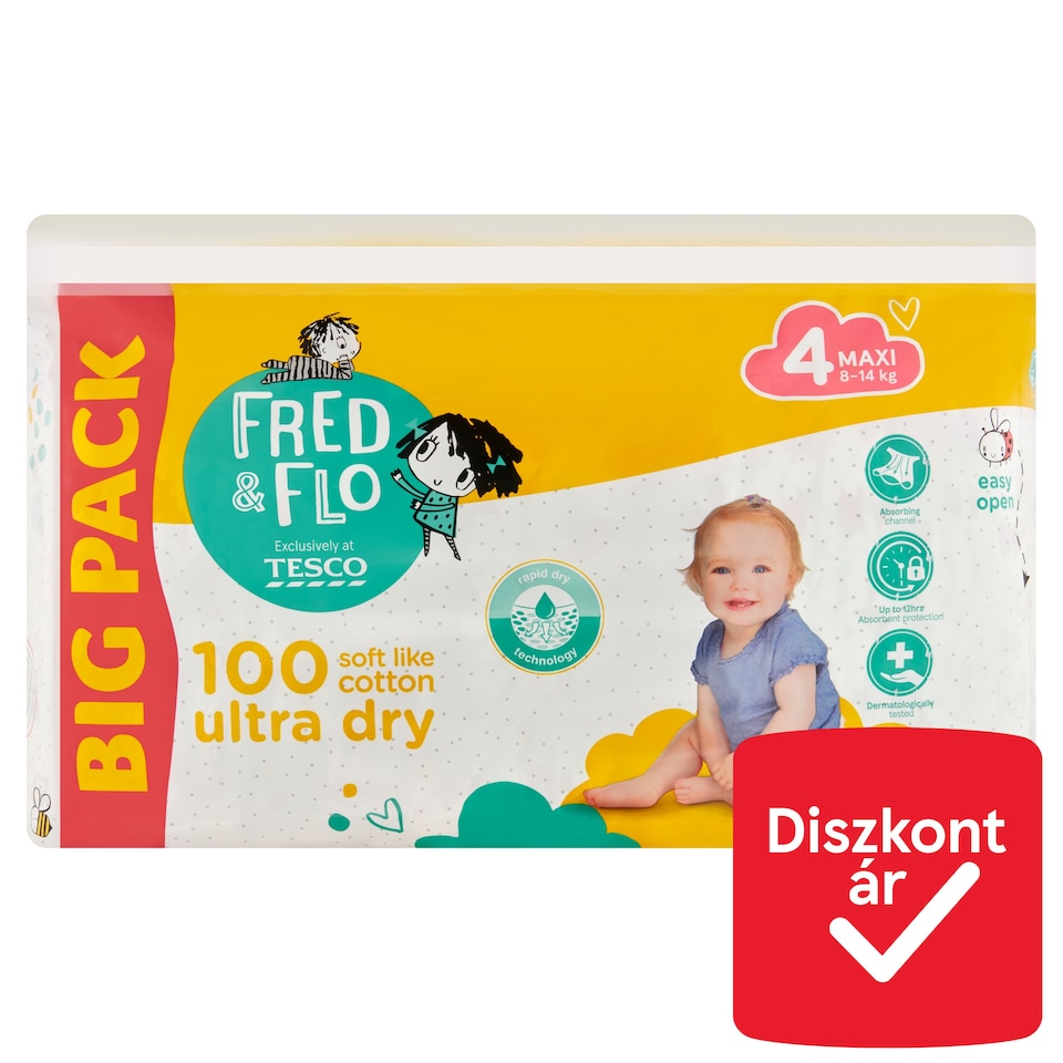 Fred & Flo 4 Maxi 8-14 kg pelenka 100 db  1. kép